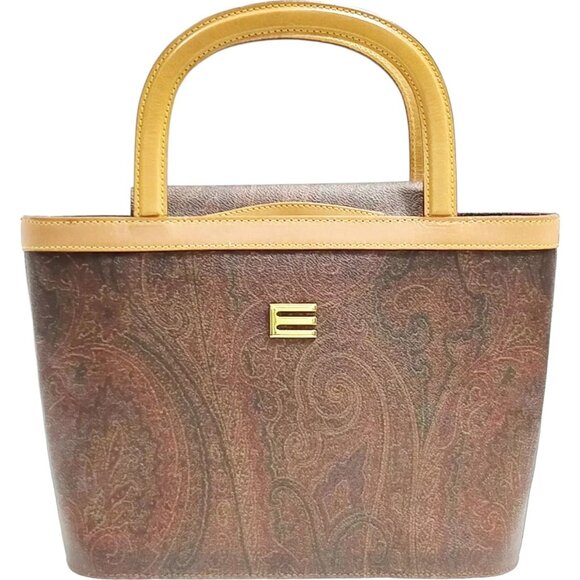 578208AN (G3) Etro Hand Bag Brown PVC - Picture 1 of 9